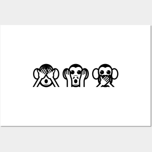 Three Wise Monkeys Emoji Posters and Art